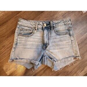 Women's American Eagle High Rise Shortie Super Stretch Blue Jean Shorts Size 8
